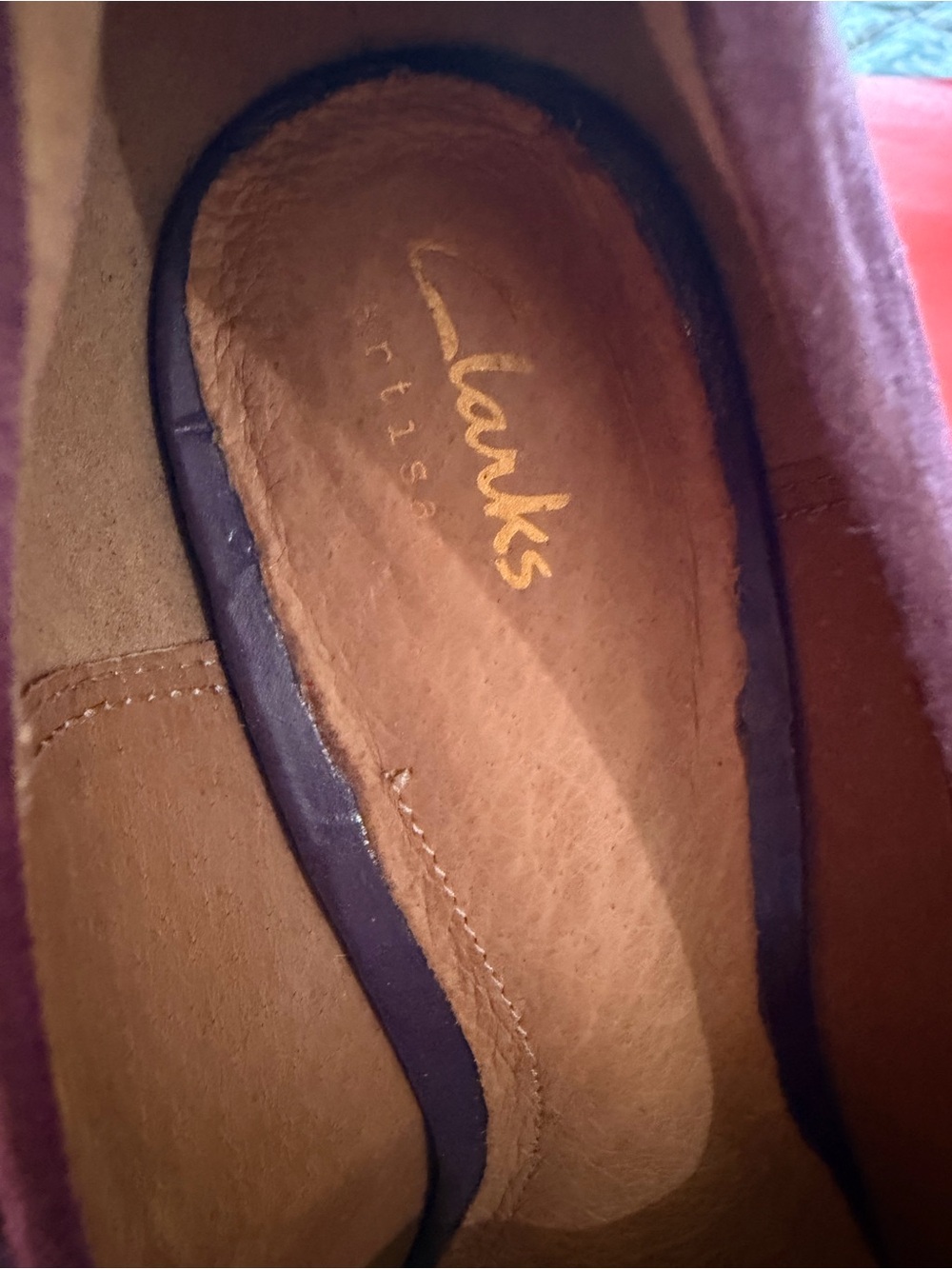 Clarks Purple Suede Rounded Toe - Picture 4 of 5